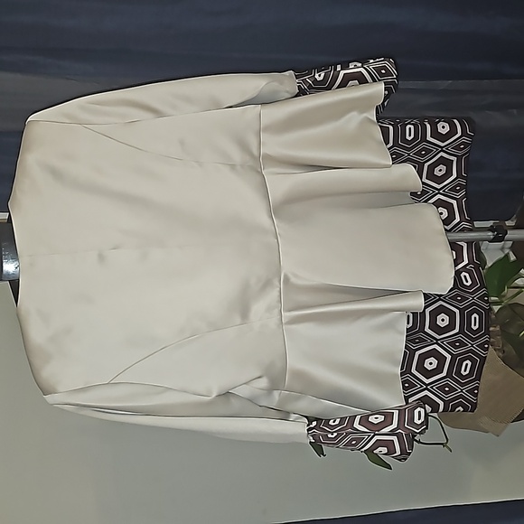 #28 NWT ASHRO 2PC SIZE 16 BEIGE/BROWN SATIN SUIT - Picture 4 of 6